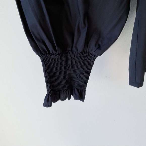 Sugarlips Malbec Ruffle Button Front Black Poplin Blouse Size XS - Picture 6 of 9